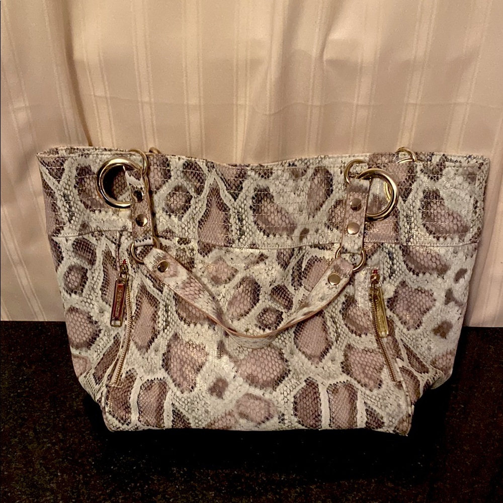 Steve Madden Snakeskin Patterned Large Satchel Bag